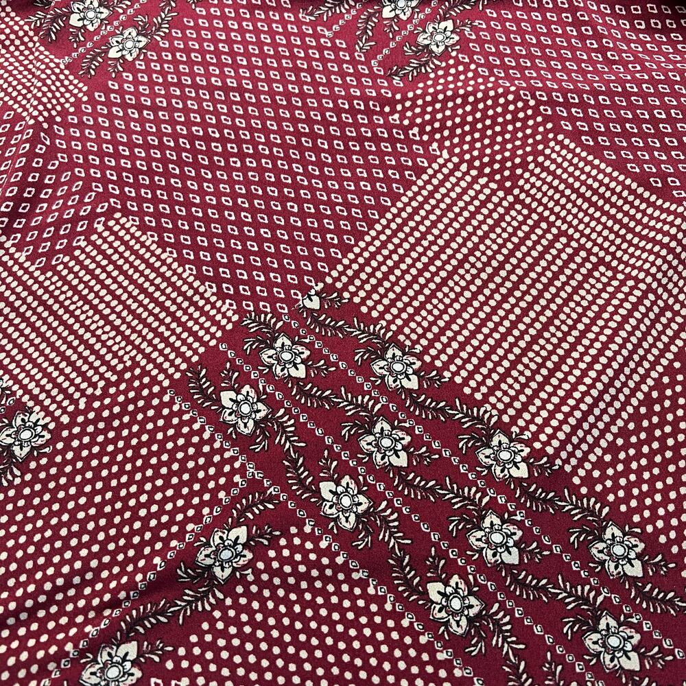Style & Co Polyester Spandex Maroon Floral Short Sleeve Top Women 2X Shirt - Picture 3 of 7